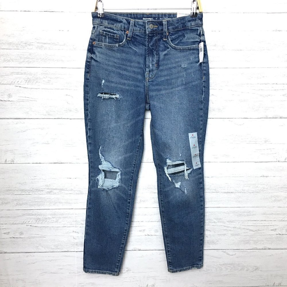 NEW Old Navy Women's Jeans O.G. Straight Ankle High Rise Distressed size 4